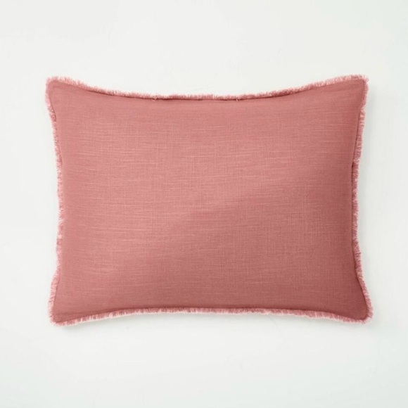 Casaluna - Slub Linen Blend Decorative Pillow 26x34 Rose Pink Pillow - Picture 1 of 2